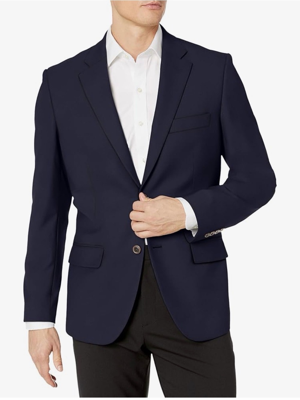 Amazon Essentials Men's Classic Fit Stretch Navy Blazer NWOT